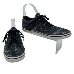 Vans Skate Sneakers Women's Size 8 Black w/ White Streaks Low Top Casual Shoes